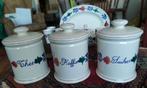 Set boerenbont voorraadpotten, Koffie,Suiker, Thee., Overige typen, Ophalen of Verzenden, Zo goed als nieuw, Aardewerk