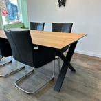 Nieuwe eikenhouten tafel – 2m met zwarte X-poten, Verzenden, ., Eikenhout, 200 cm of meer