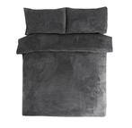 Nieuw teddy fleece antraciet dekbedovertrek hoeslaken, Ophalen of Verzenden, Nieuw, Tweepersoons, Dekbedovertrek