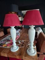 Schemerlampen 2 stuks 61 cm hoog met kap 43 cm zonder kap, Oud wit, 50 tot 75 cm, Ophalen of Verzenden, Zo goed als nieuw