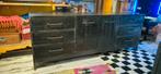 Mangohouten Dressoir Stockton Black 200 cm, 150 tot 200 cm, Ophalen of Verzenden, Zo goed als nieuw, Metaal