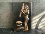 Bronzen Beeld Afrikaanse Vrouw Graan Stampen SANGARE Gesigne, Ophalen of Verzenden