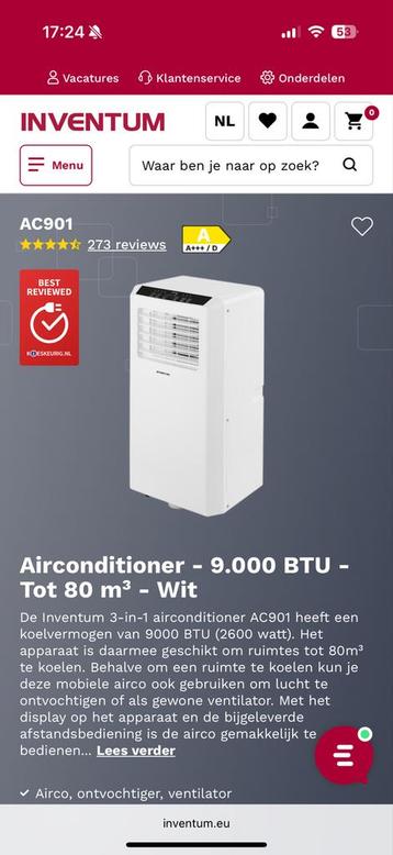 Inventum AC901 Mobiele Airco - 9000 BTU beschikbaar voor biedingen