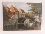 Oud schilderij stadsgezicht Peerdenbrug Brugge, Antiek en Kunst, Ophalen of Verzenden