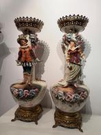 Majolica Man & Vrouw met Brons, 1880-1900, Antiek en Kunst, Antiek | Vazen, Ophalen