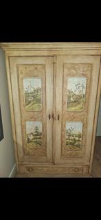 Brocante handbeschilderde kast, Antiek en Kunst, Antiek | Meubels | Kasten, Ophalen of Verzenden