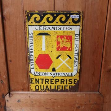 Wand plaat metaal Frankrijk oud 25 x 40 cm origineel beschikbaar voor biedingen