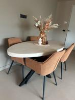 Ovale eettafel – 180 x 90 cm, beton ciré en metalen spinpoot, Ophalen, Overige materialen, Nieuw, 50 tot 100 cm