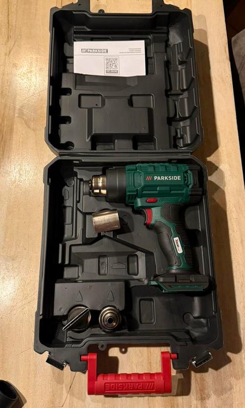Parkside hetelucht pistool met 3 opzet stukken met case, Doe-het-zelf en Verbouw, Gereedschap | Overige machines, Zo goed als nieuw