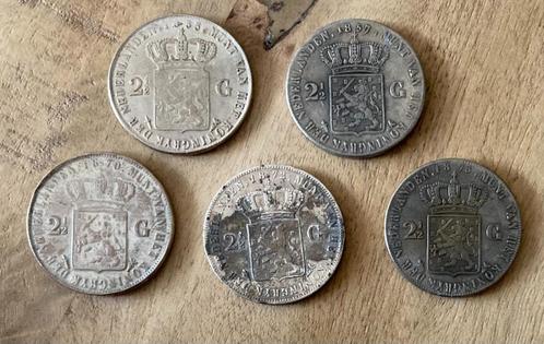 5 soorten verschillende rijksdaalders Willem III, Postzegels en Munten, Munten | Nederland, Setje, 2½ gulden, Koning Willem III