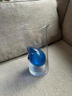 Met de hand geblazen, design wijn karaf met blauwe bel, Ophalen of Verzenden