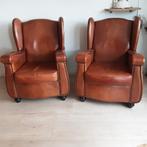 Set Joris klooster fauteuils, Ophalen of Verzenden, 50 tot 75 cm, Gebruikt, Klooster oor fauteuils schapenleer vintage.