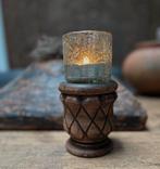 Houten klos kandelaar ananas zonde kaars india oosters, Ophalen of Verzenden