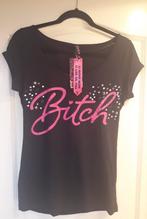 Bitch shirt met glimsteentjes, maat M *gloednieuw*, Maat 38/40 (M), Zwart, Nieuw, Ophalen of Verzenden
