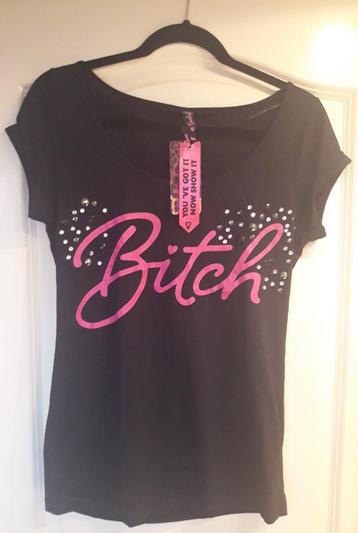 Bitch shirt met glimsteentjes, maat M *gloednieuw* beschikbaar voor biedingen