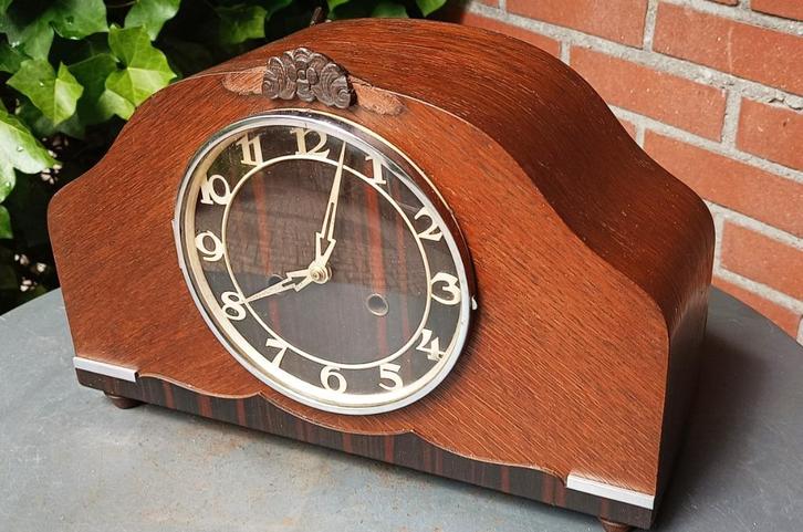 Art Deco tafelklok- schouwpendule met bimbam slagwerk (8Dgs), Antiek en Kunst, Antiek | Klokken, Ophalen of Verzenden