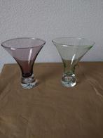 Vintage cocktailglazen set - paars en groen, Ophalen of Verzenden, Minder dan 50 cm, Groen, Glas