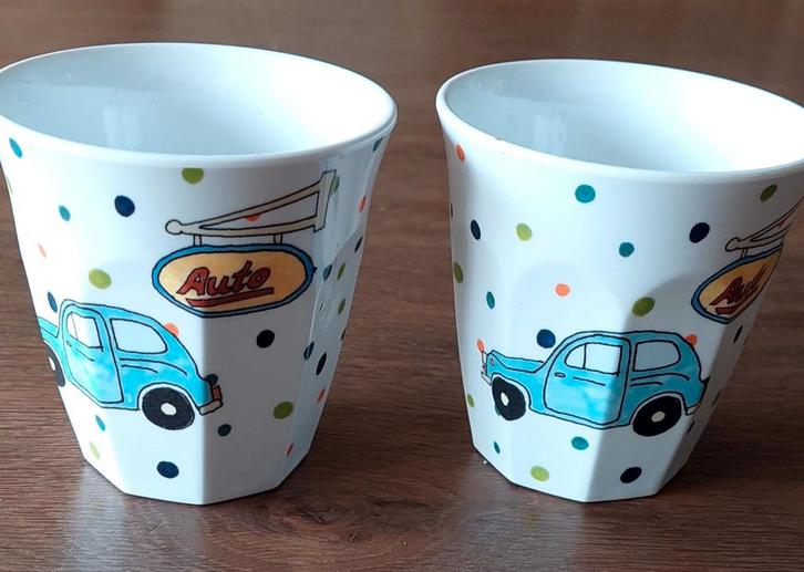 Rice kinderbekers - auto design, Huis en Inrichting, Keuken | Keukenbenodigdheden, Gebruikt, Ophalen of Verzenden