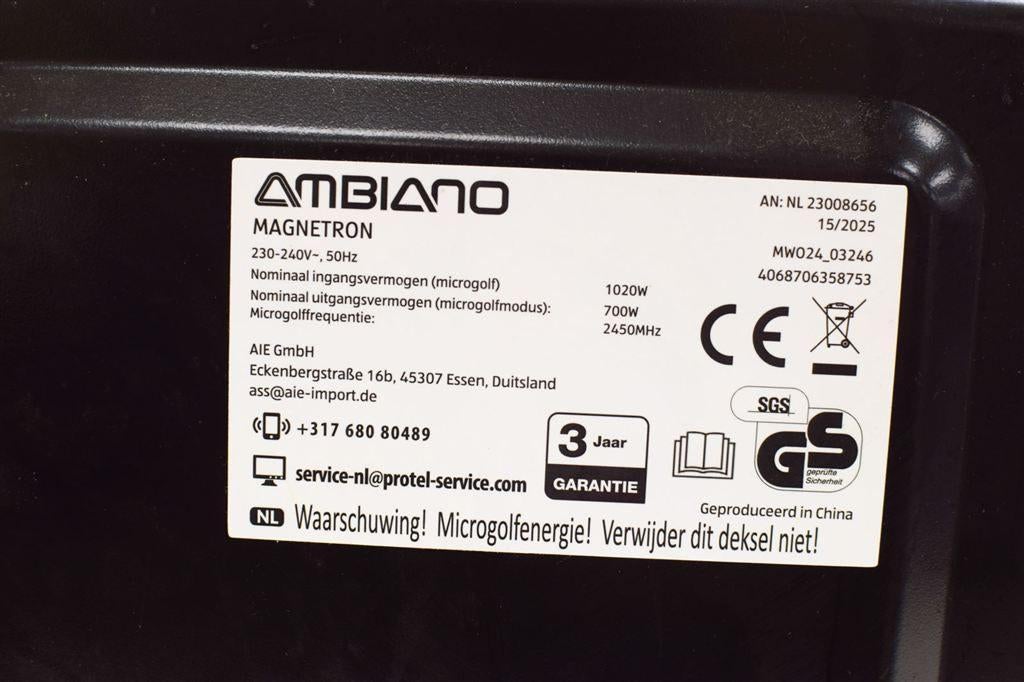 Ambiano Magnetron 49985, Witgoed en Apparatuur, Magnetrons, Ophalen of Verzenden, Gebruikt, Inbouw