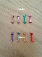 Nieuwe labret piercings van gekleurd staal., Ophalen of Verzenden, Zo goed als nieuw, Staal, Oor- of Traguspiercing