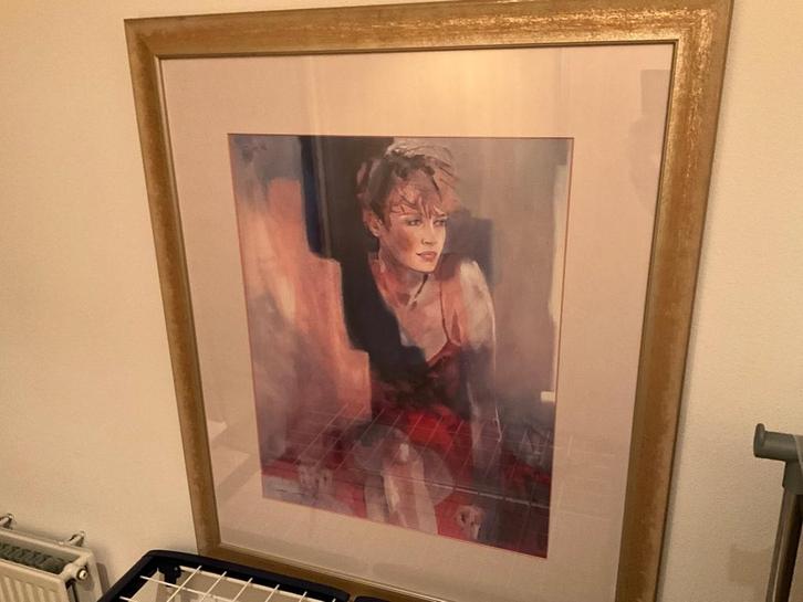 Schilderij Christine Comyn (turende vrouw) repro., Antiek en Kunst, Kunst | Schilderijen | Klassiek, Ophalen