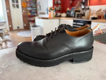 Shabbies Amsterdam veterschoenen laag zwart leer maat 36 beschikbaar voor biedingen