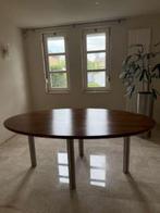 Ovale eetkamer tafel bubinga hout met 4 RVS poten. i.nw.st, Ophalen, 200 cm of meer, 50 tot 100 cm, Metaal