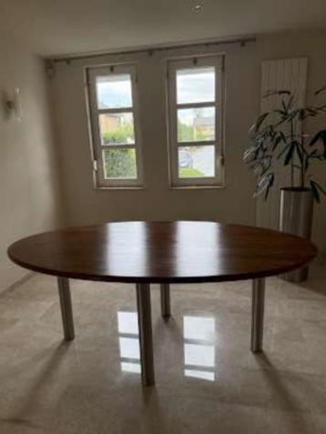 Ovale eetkamer tafel bubinga hout met 4 RVS poten. i.nw.st  beschikbaar voor biedingen