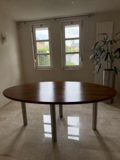 Ovale eetkamer tafel bubinga hout met 4 RVS poten. i.nw.st, Huis en Inrichting, Tafels | Eettafels, Gebruikt, 50 tot 100 cm, 200 cm of meer