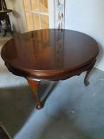 Vintage Salontafel sierlijk donkerbruin hout, Gebruikt, 50 tot 100 cm, Rond, 50 tot 100 cm