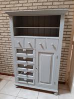 Vintage grijze houten buffetkast met veel soorten laden., Ophalen, Gebruikt, 25 tot 50 cm