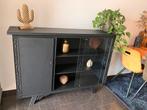 Vintage Vitrinekast / Dressoir / Sideboard Restyled Matzwart, Ophalen, Gebruikt, 100 tot 150 cm, 25 tot 50 cm