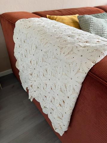 Vintage sprei gehaakt bloemmotief retro woondeken plaid beschikbaar voor biedingen