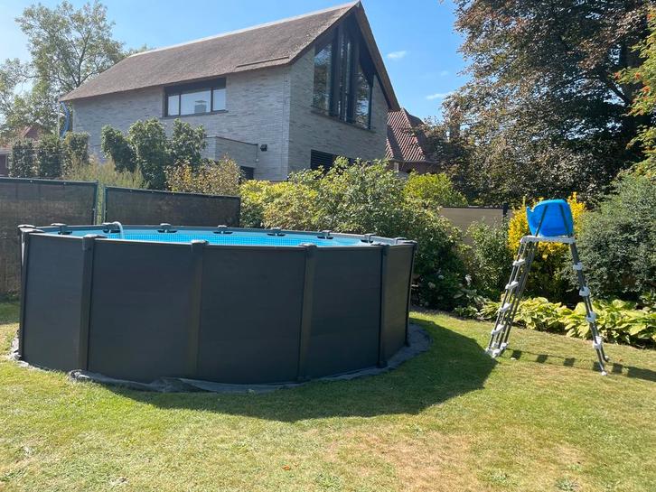 Zwembad Intex Graphite panel pool (extra assescoires), Tuin en Terras, Zwembaden, Gebruikt, Opzetzwembad, 120 cm of meer, 400 cm of meer