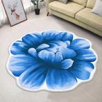 Blauwe Bloem Vloerkleed Kleed Tapijt Mat Vloermat Blauw Rond, Verzenden, Nieuw, Blauw, Rond