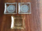 3 glazen vierkanten schaaltjes, Ophalen of Verzenden