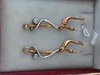 18 karaat oorhangers wit/ geel goud. Met zirkonia., Ophalen of Verzenden, Zo goed als nieuw, Wit, Goud