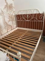 Metaal bed frame 160x200, Ophalen, Wit, Tweepersoons, Zo goed als nieuw
