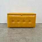 Originele vintage opbergkist / (was) kist - knalgeel skai, Ophalen, Gebruikt, 50 tot 100 cm, Onbekend