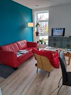 Mooie rode lederen bank. duitse makelij, Huis en Inrichting, Gebruikt, 150 tot 200 cm, Driepersoons, Ophalen of Verzenden