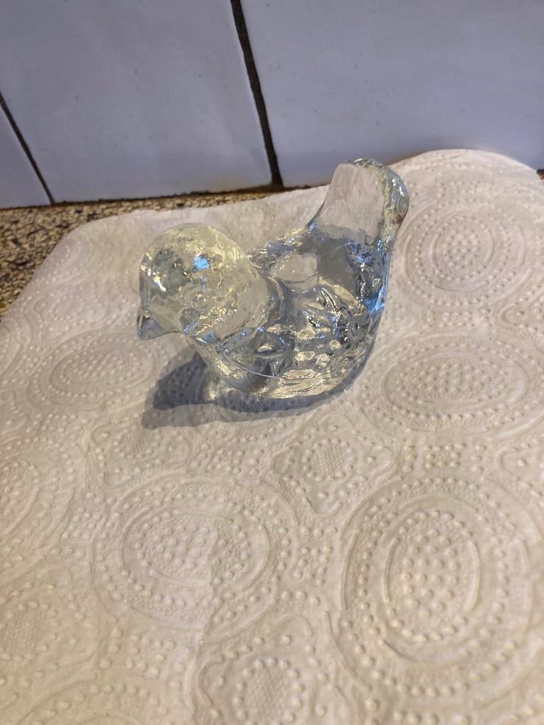 Mooie glazen kandelaar vogel, Huis en Inrichting, Ophalen of Verzenden, Zo goed als nieuw, Overige materialen, Minder dan 25 cm
