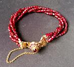 Granaten armband met 14 karaat gouden slot, Ophalen of Verzenden, Gebruikt, Goud
