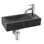 Fonteinset Oskar Hardsteen Antraciet 38x18x8cm, Doe-het-zelf en Verbouw, Sanitair, Ophalen, Nieuw, Chroom, Wastafel