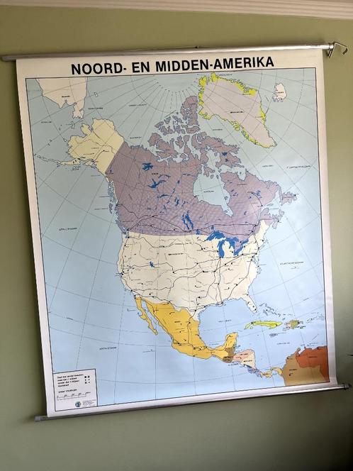 Klassikale kaart Zuid-Amerika / Noord- en Midden-Amerika, Boeken, Atlassen en Landkaarten, Zo goed als nieuw, Landkaart, Wereld