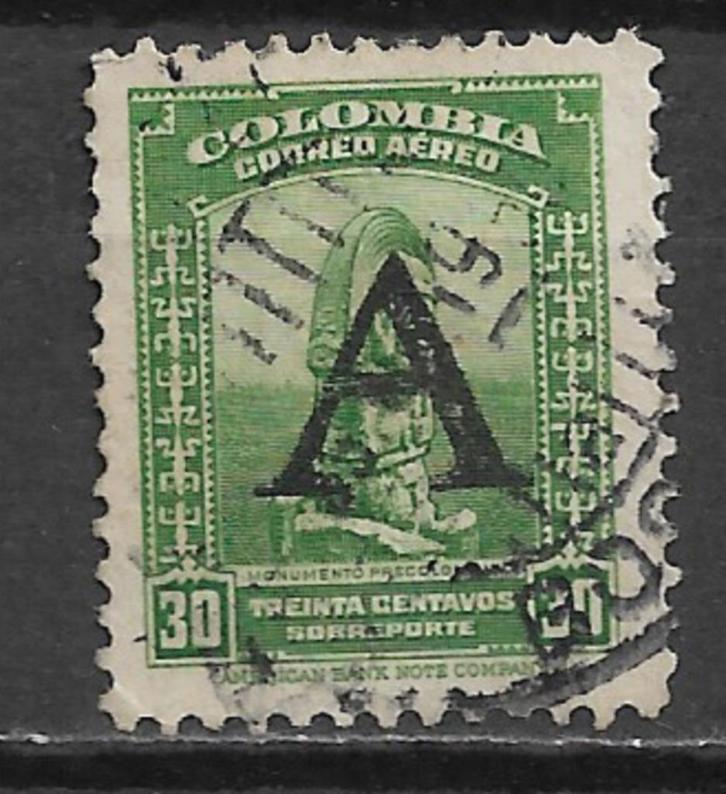 Colombia frankeerzegel met opdruk A, Postzegels en Munten, Postzegels | Amerika, Gestempeld, Zuid-Amerika, Verzenden