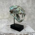 Patinated bronzen Snow Leopard - 19.5 cm - Brons, Ophalen of Verzenden, Brons