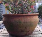 Oude antieke bloempot terracotta kwaliteit 36cm uniek, Tuin en Terras, 25 tot 40 cm, Gebruikt, Rond, Binnen