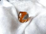 Mooie Zilveren Ring met Barnsteen - maat 17 3/4, Sieraden, Tassen en Uiterlijk, Antieke sieraden, Verzenden, Zilver, Ring, Met edelsteen