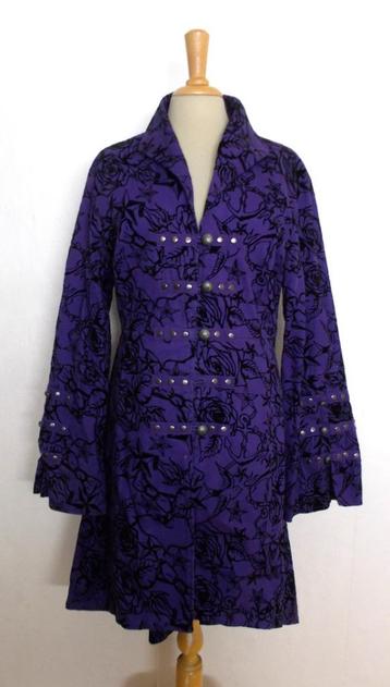 Aparte paars/zwarte vogel/anker/roos print gothic jas! M beschikbaar voor biedingen