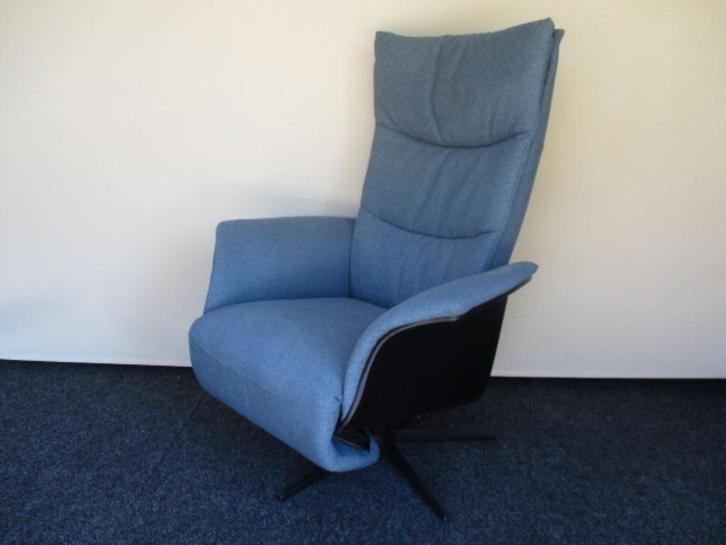 NIEUWSTAAT Hjort Knudsen design relax fauteuil stof blauw M, Huis en Inrichting, Fauteuils, Zo goed als nieuw, Hout, Metaal, Stof